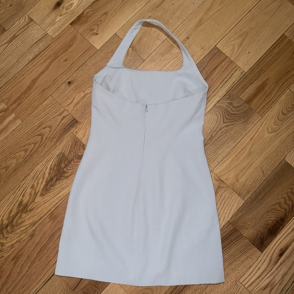 BEBE Womens Icy Light Blue Mini Dress Open Back Strap Size 6 Vintage - Picture 7 of 14